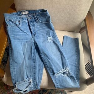 MADEWELL 9inch High Rise distressed  skinny jeans